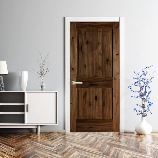 Krosswood Doors 36 in. x 80 in. Knotty Alder 2 Panel Square Top V