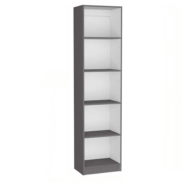 42.40 in. W x 11.70 in. D x 71.10 in. H White Particle Board Freestanding Linen Cabinet with 10 Shelves in Gray / White