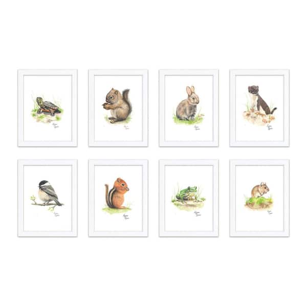 Unbranded "Woodland Tinies" by Alyssa Lewis Set of Eight White Framed Animal Art Prints 24 in. x 18 in.