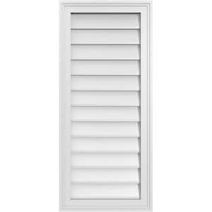 16 in. x 36 in. Vertical Surface Mount PVC Gable Vent: Decorative with Brickmould Frame