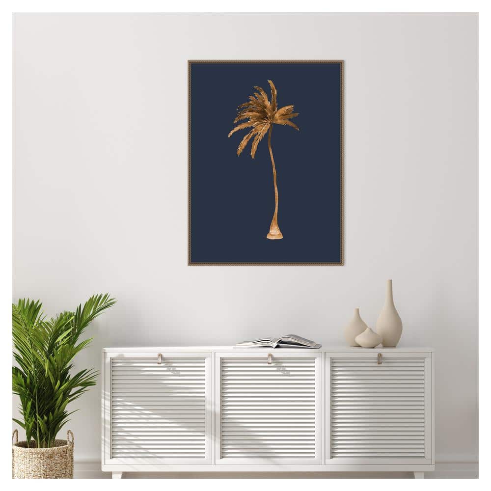 Golden Palm Beaded Bronze Framed Canvas Wall Art, 32" x 42"