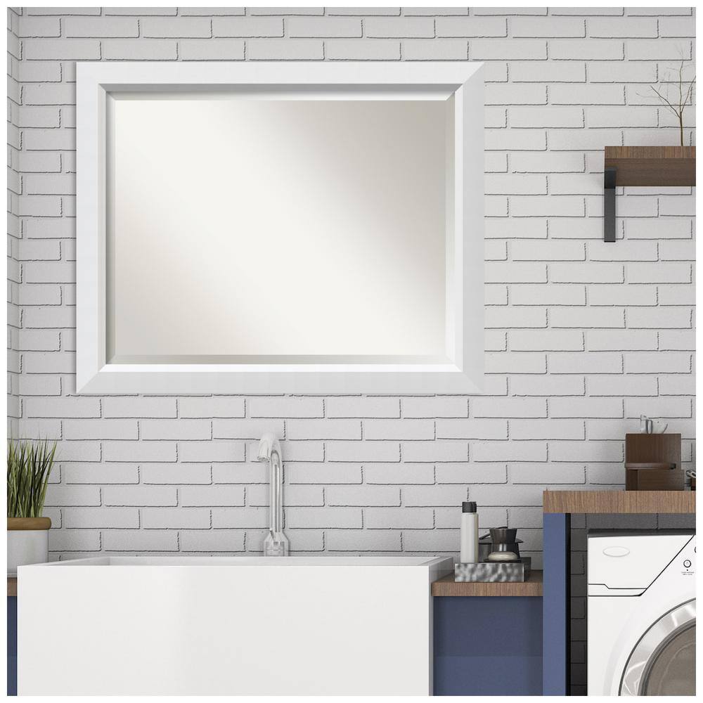 Blanco White Wood Full Length Rectangular Wall Mirror
