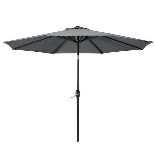 Tristen 9 ft. Outdoor Patio Crank and Tilt Market Table Umbrella in Gray