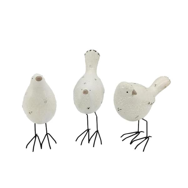 HomeRoots Metal Black and White and Birds Sculpture Set of 3