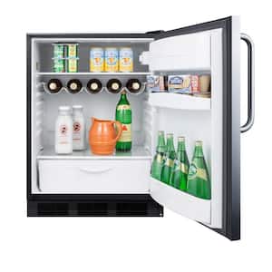 24 in. W 5.5 cu. ft. Mini Refrigerator in Stainless Steel without Freezer