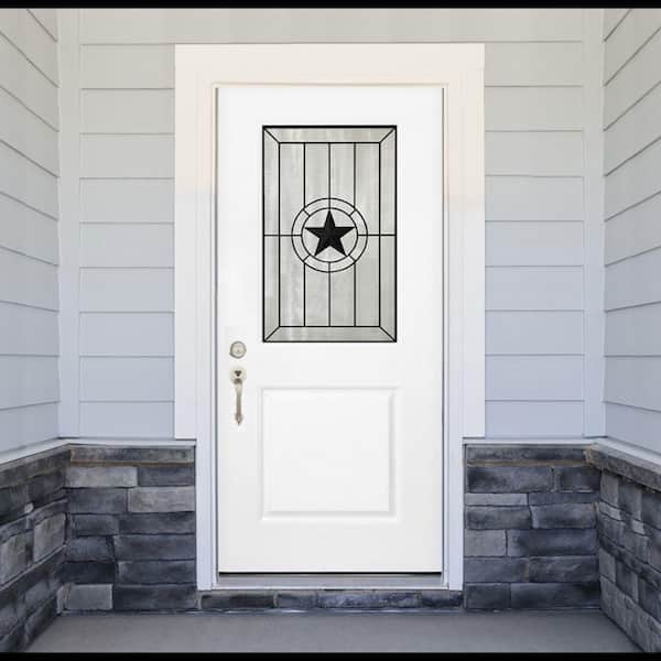 Legacy Alamo 36 in. x 80 in. Right-Hand/Inswing Half Lite Decorative Glass White Primed Fiberglass Prehung Front Door