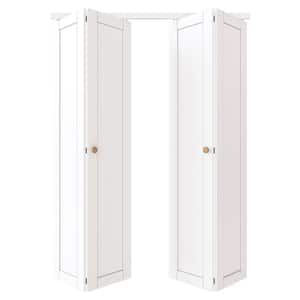 60 in. x 80 in. Solid Core 1-Lite Panel White Primed Composite MDF Interior Closet Bi-fold Door with Hardware