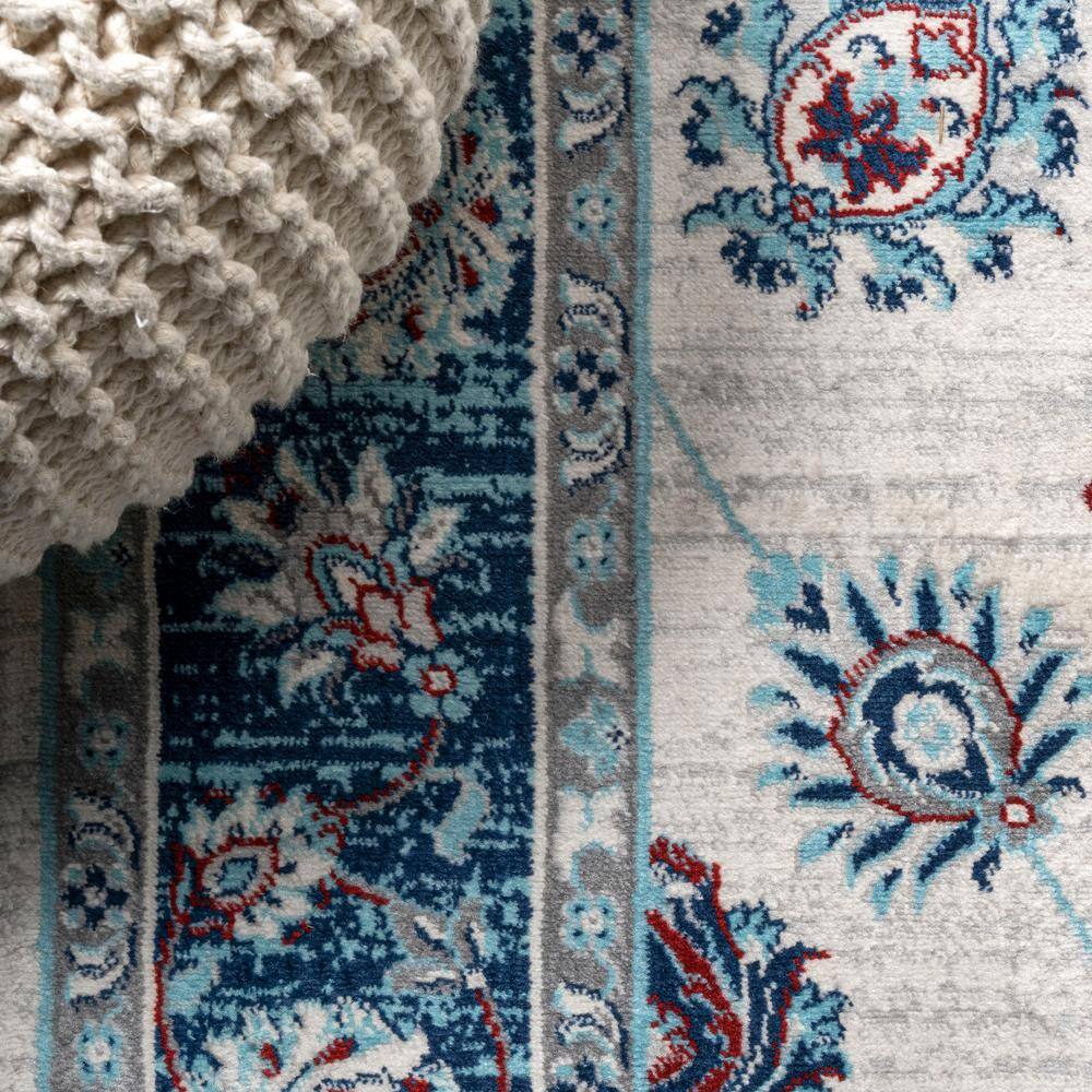 Elegant Ivory, Blue, and Red Vintage Persian-Style Runner Rug