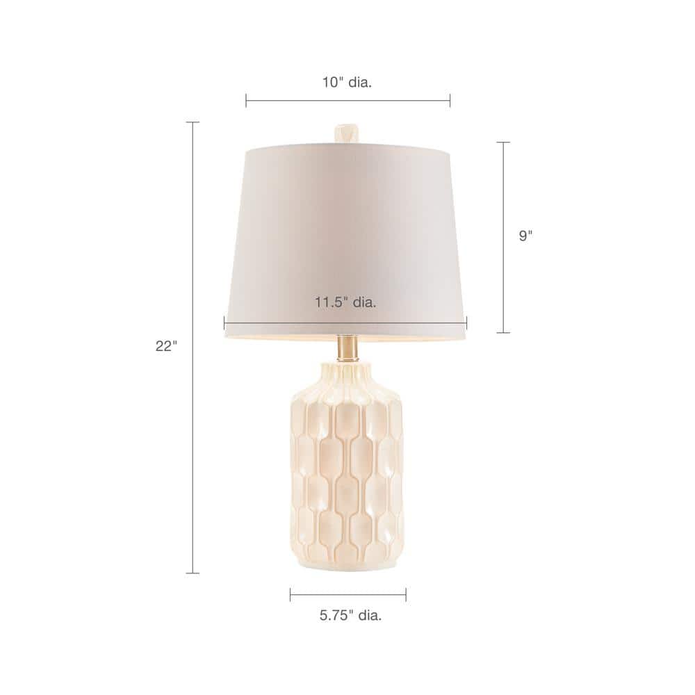 Ivory Ceramic Table Lamp with White Shade, 22"
