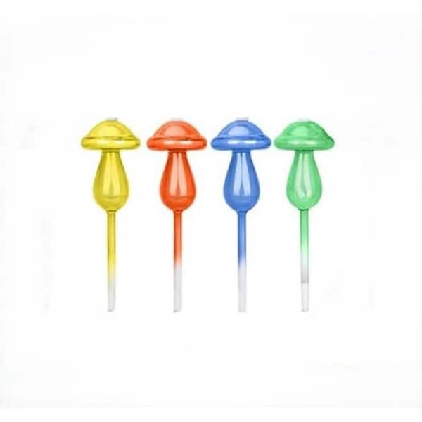 6.3 in. Self-Watering Planter Spikes Insert, Plant Watering Globes Colorful Mushroom Plant Watering Devices (4-Pack)