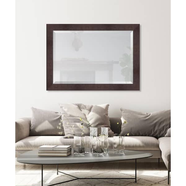 Melissa Van Hise Large Rectangle Walnut Beveled Glass Casual Mirror (42 in. H x 30 in. W)