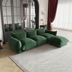 103.93 in. Straight Arm 4-Piece L Shaped Chenille Modular Free Combination Sectional Sofa with Ottoman in Green