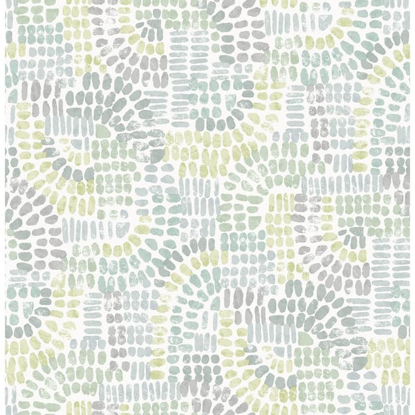 A-Street Prints Green Wanderer Mosiac Wallpaper Sample