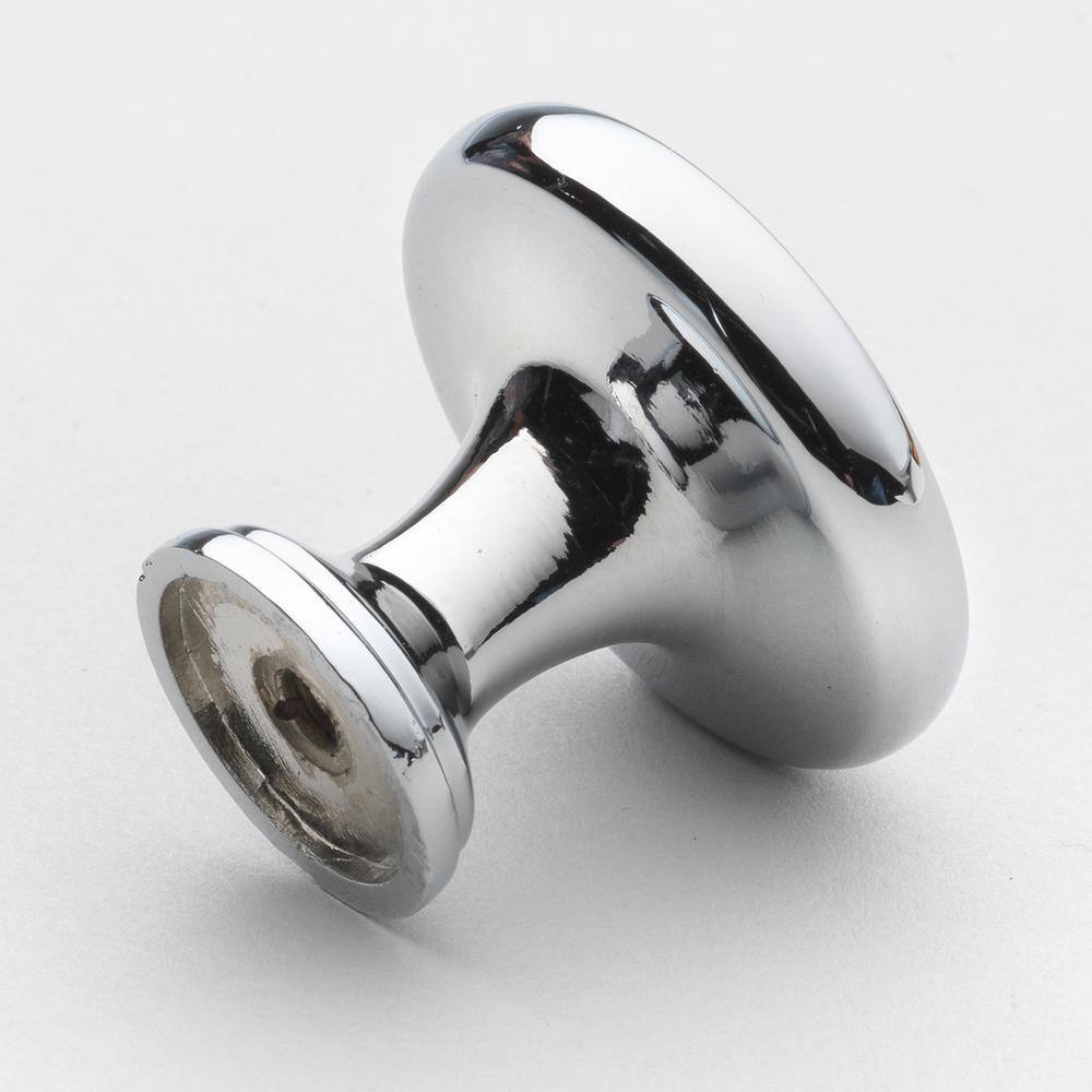 Polished Chrome Round Cabinet Knob with Mounting Hardware