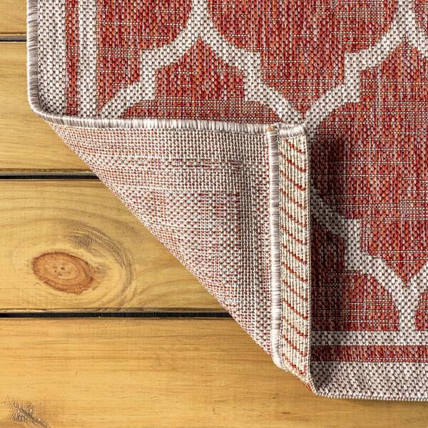 JONATHAN Y Trebol Moroccan Trellis Textured Weave Red/Beige 9 ft