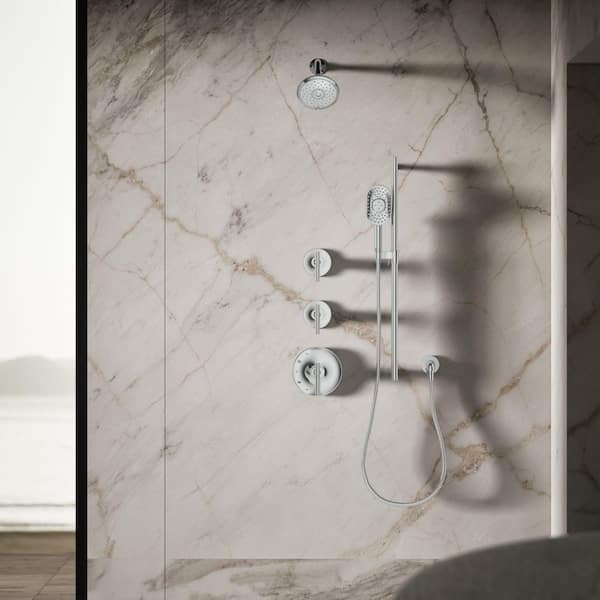 Forte 3-Spray 5.5 in. Single Wall Mount Fixed Shower Head in Polished Chrome