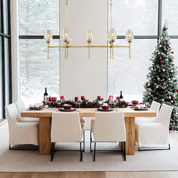 YUYI Modern Chandelier 52 in. 8-Lights Linear Gold Chandelier for