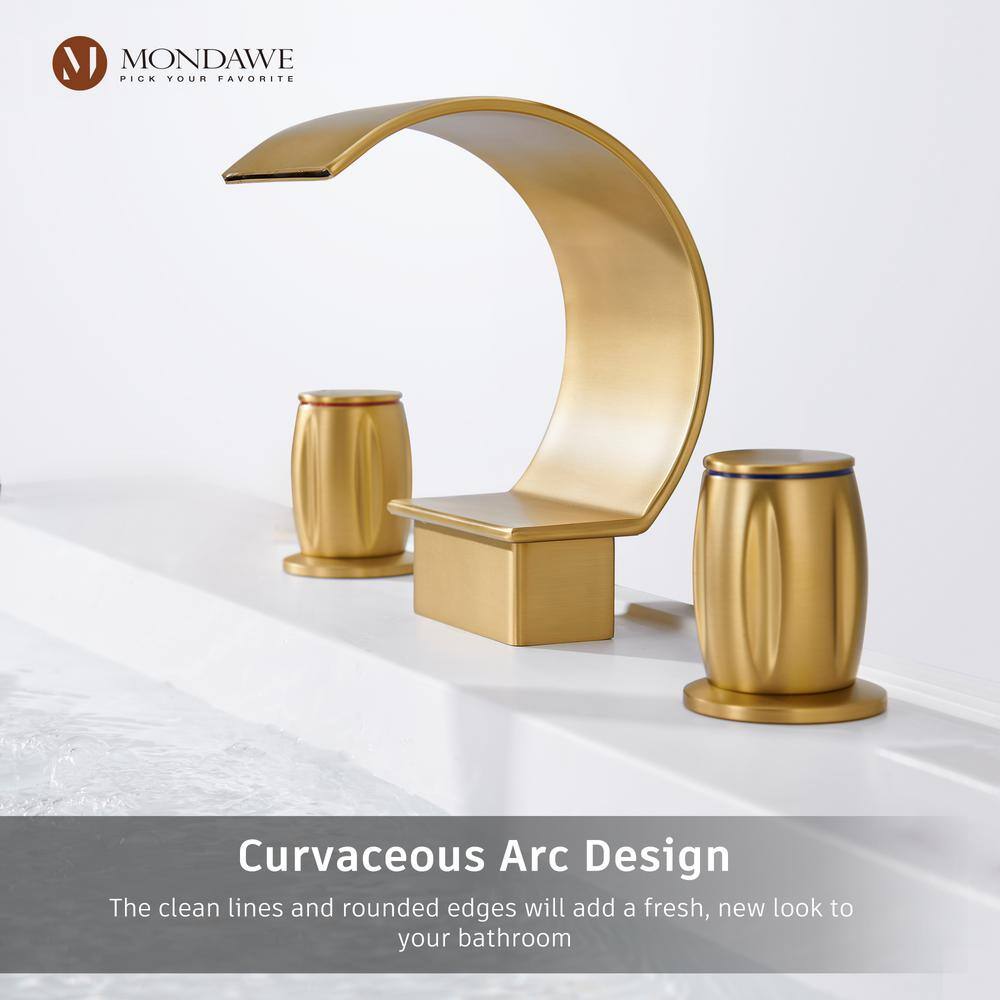 Brushed Gold Stainless Steel Waterfall Bathroom Faucet with Pop-Up Drain