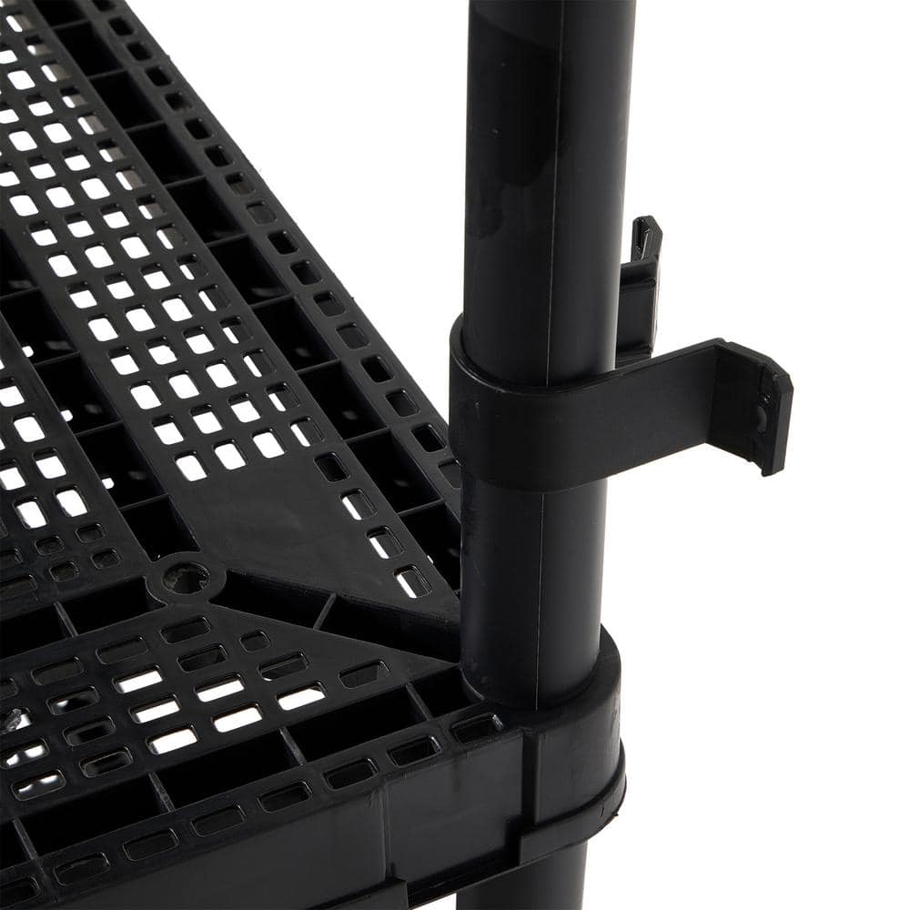 Sleek 5-Shelf Black Plastic Ventilated Storage Organizer, 32"x14"