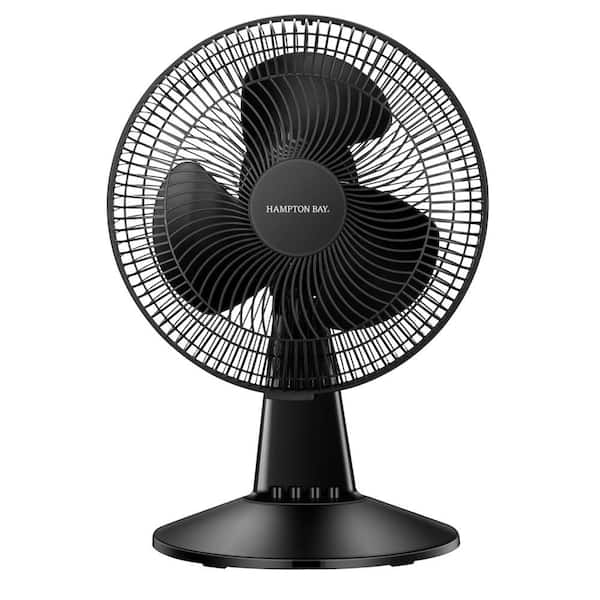 12 in. 3-Speed Oscillating Personal Desk Fan with Tiltable Head in Black
