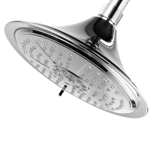 5-Spray 8 in. Single Wall Mount LED Lighted Fixed Rain Shower Head in Chrome