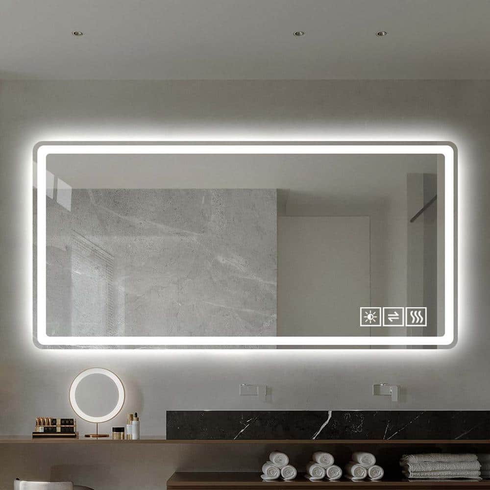 40 in. W x 24 in. H Rectangle LED Bathroom Mirror Vanity Mirrors with Front