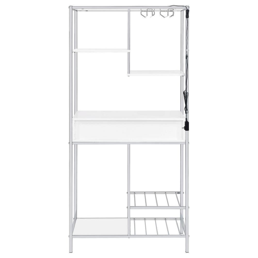 Figueroa White and Chrome Modern Bar Cabinet with Drawer