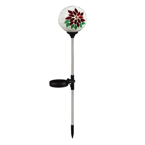 solar poinsettia garden stake