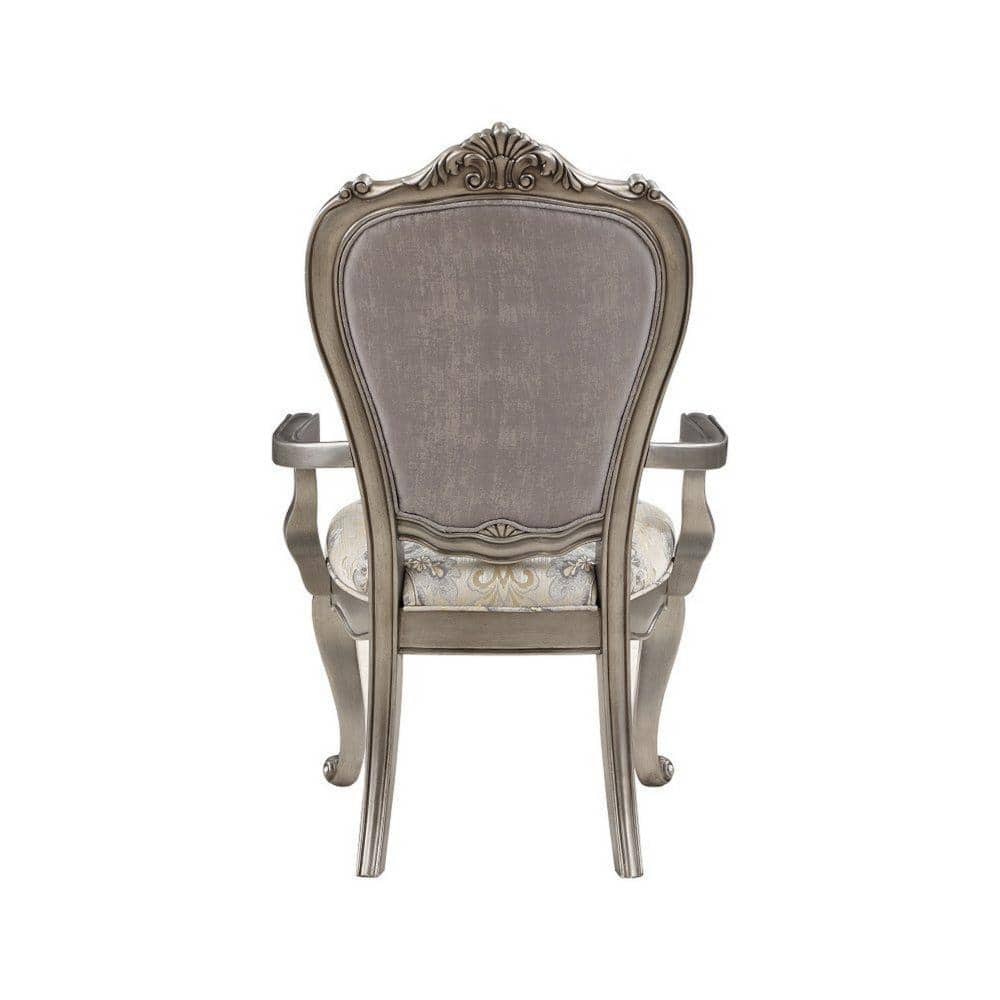 Aria Taupe Velvet and Wood Tufted Dining Armchair