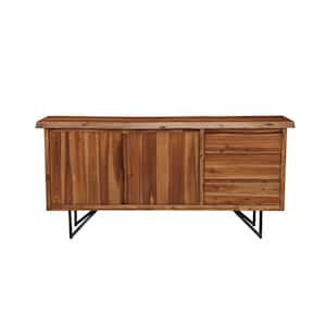 Live Edge Light Walnut Wood 67 in. W Sideboard with Solid Wood, Drawers