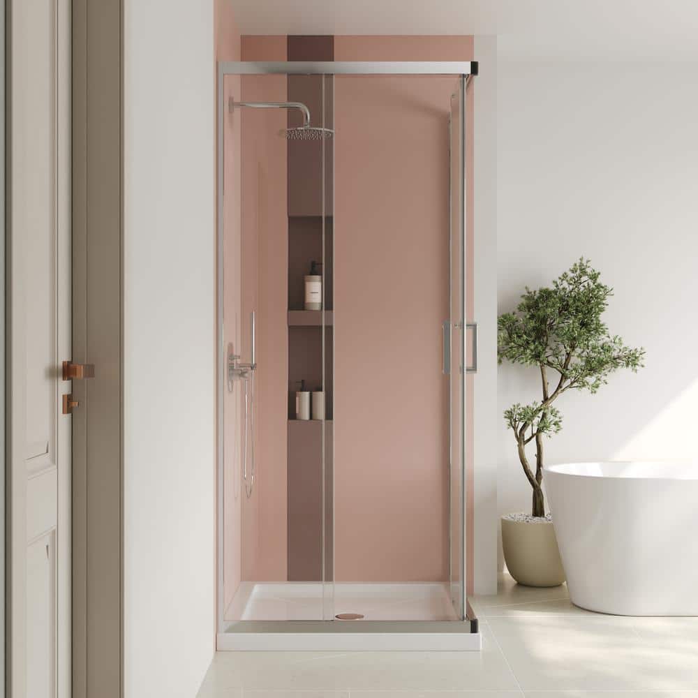 36"W x 36"D x 72"H Framed Square Tempered Glass Shower Enclosure