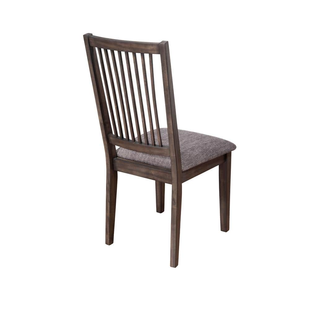 Transitional Gray Upholstered Side Chair with Wooden Slat Back