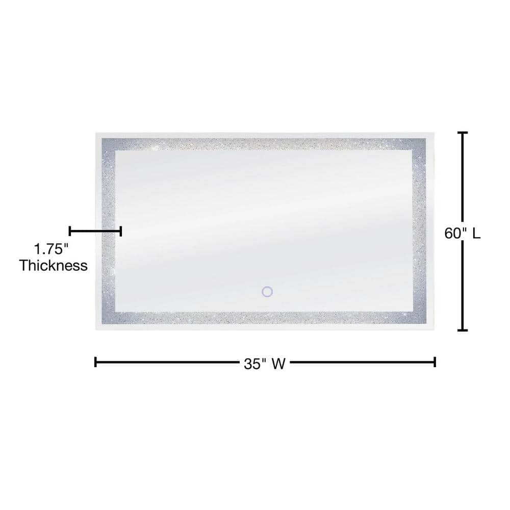 Edison Frameless Rectangular LED Bathroom Vanity Mirror, 60" x 35"