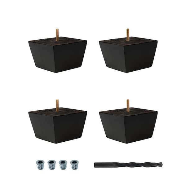 American Pro Decor 2-3/4 in. x 4-3/8 in. Stained Espresso Solid Hardwood Square Bun Foot (4-Pack)