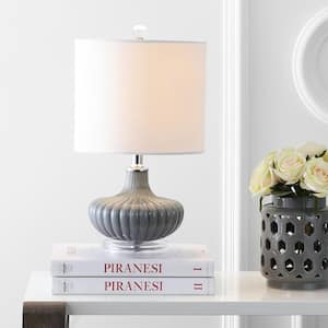 Kamille 18 in. Gray Glass and Lucite Table Lamp