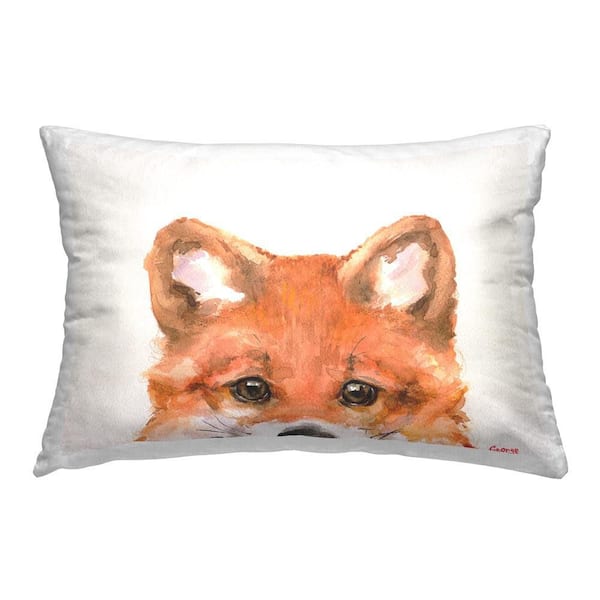 Stupell Industries Baby Fox Kit Face Orange Print Polyester 14 in. x 20 in. Throw Pillow