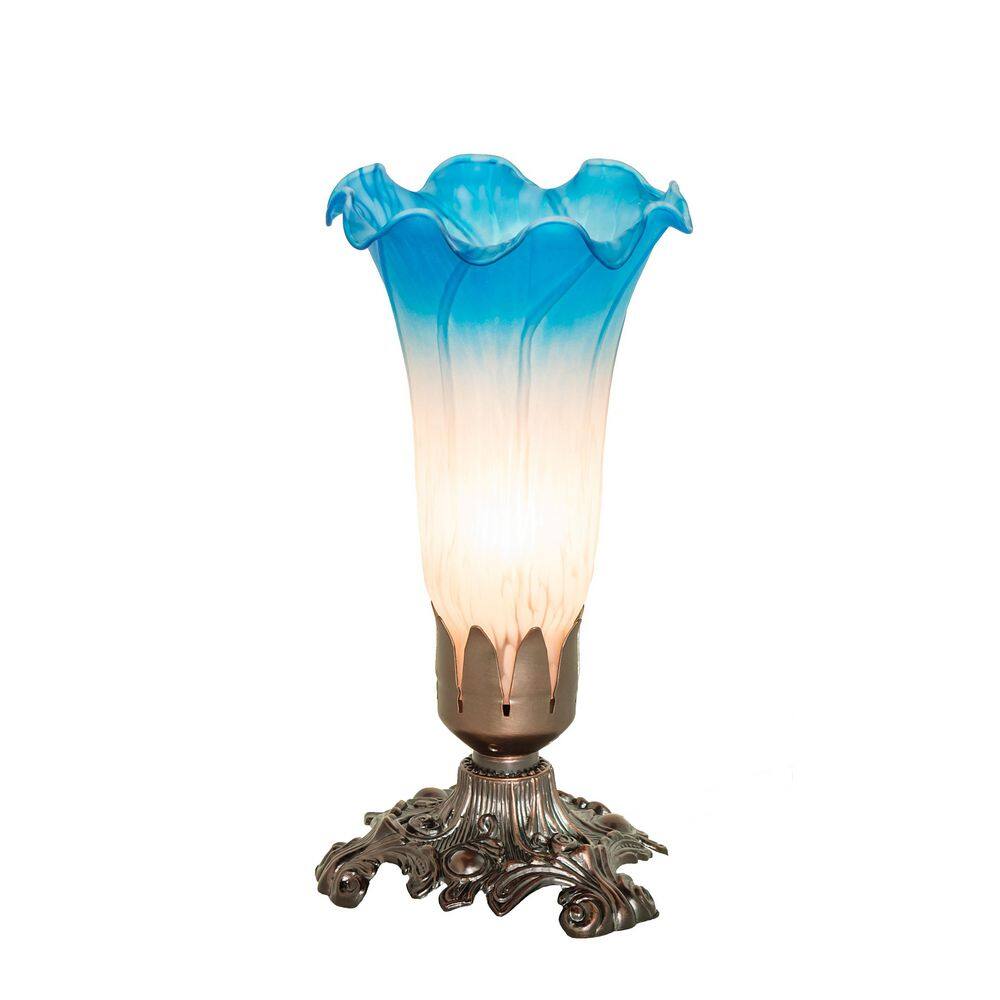 Pond Lily 7.5 in. Mahogany Bronze Novelty Victorian Mini Table Lamp with Pink and Blue Glass Shade price history on PriceWatchPro
