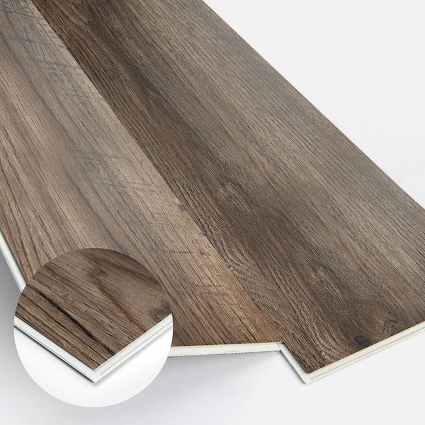 Walnut 12MIL 7.2 in.x48 in. Waterproof Click Lock Vinyl Plank Flooring, Interlock SPC Rigid Core Flooring(24sq.ft./box)