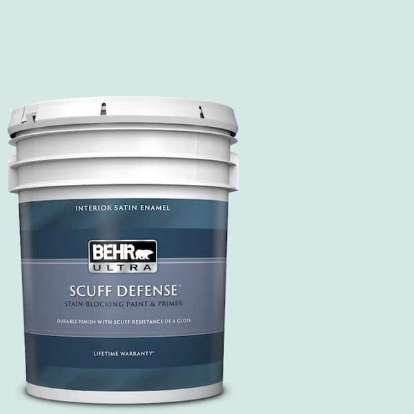 BEHR ULTRA 5 gal. #T14-5 Sky Blue Extra Durable Satin Enamel Interior Paint & Primer