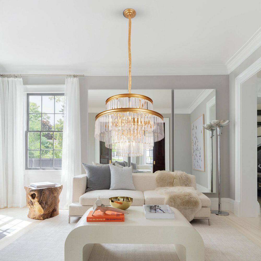 Modern 14-Light Gold 4-Tier Chandelier Circle Tiered Chandelier for Living Room Dinning Room Foyer Bulbs Not Included price history on PriceWatchPro