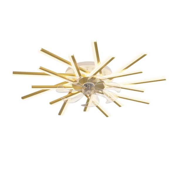 Nivencai 36 in. Indoor Gold Ceiling Fan with Adjustable White Integrated LED, Remote Included