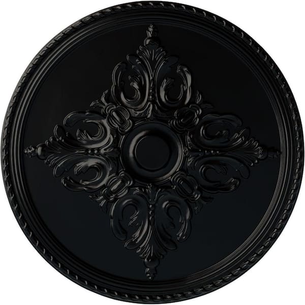 Ekena Millwork 2-7/8" x 54-1/4" x 54-1/4" Polyurethane Milton Ceiling Medallion, Hand-Painted Jet Black