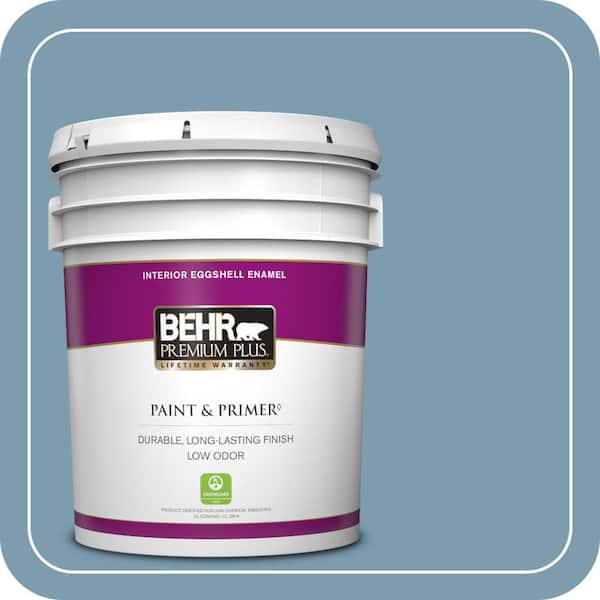 BEHR PREMIUM PLUS 5 gal. #PMD-14 Yacht Harbor Eggshell Enamel Low Odor Interior Paint & Primer