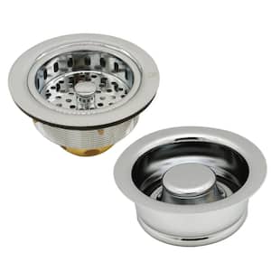Post Style Kitchen Strainer with Waste Disposal Flange and Stopper Drain Set, Polished Nickel