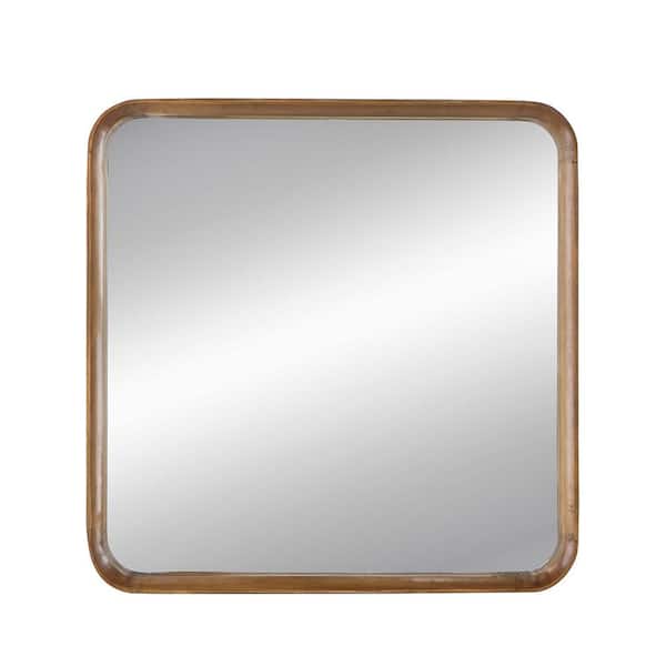 Unbranded 32 in. W x 32 in. H Square Wood Framed Wall Mount Modern Decorative Bathroom Vanity Mirror