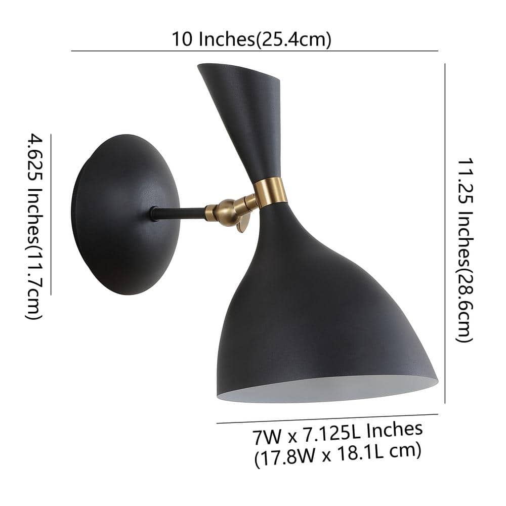 Josef Minimalistic Glam 10" Black Iron Dimmable LED Sconce