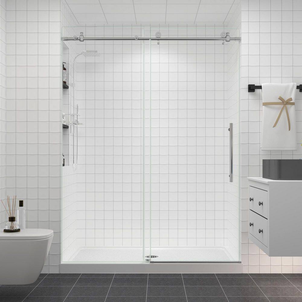 50 to 54 in. W x 76 in. H Frameless Sliding Shower Door in Chrome with 1/4 in. Clear Glass and Integrated Hook price history on PriceWatchPro
