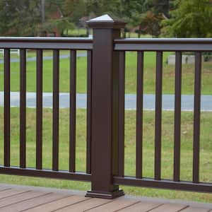 CountrySide 5 in. x 5 in. x 45 in. Simply Brown Capped Composite Beveled Post Sleeve Kit with Cap and Skirt