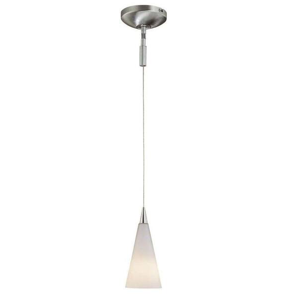 Hampton Bay 1-Light Brushed Steel Linear Track Lighting Pendant with White Conical Glass Shade
