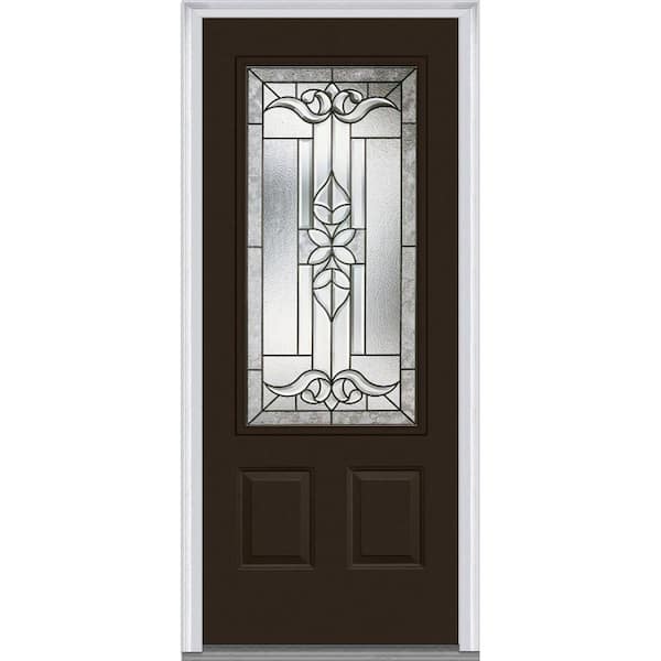 MMI Door 32 in. x 80 in. Cadence Left-Hand Inswing 3/4-Lite Decorative 2-Panel Painted Steel Prehung Front Door